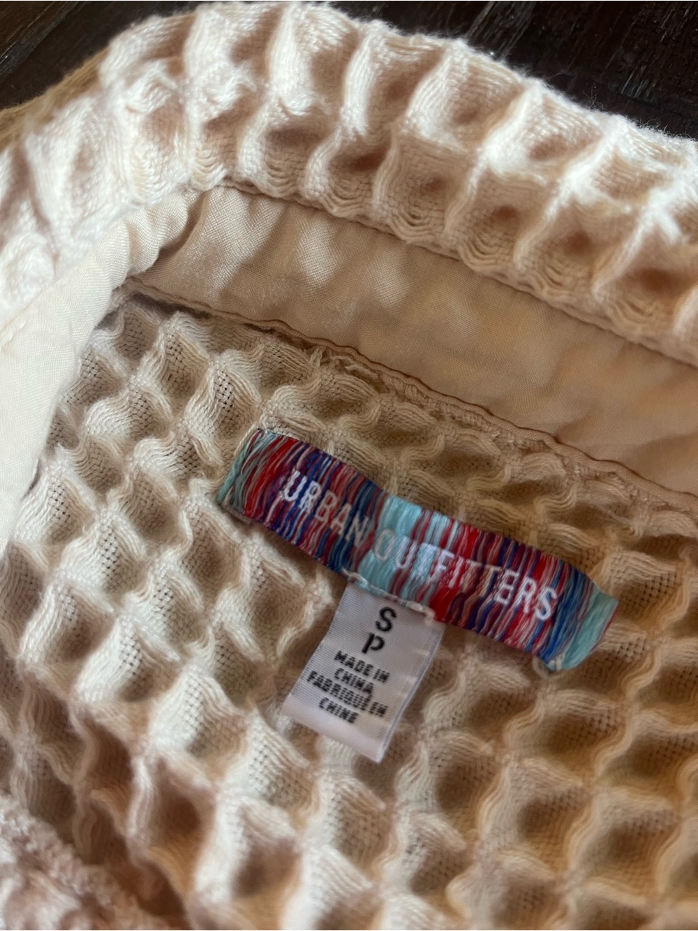 Urban Outfitters Waffle Robe — Light Beige with Multicolor Tag